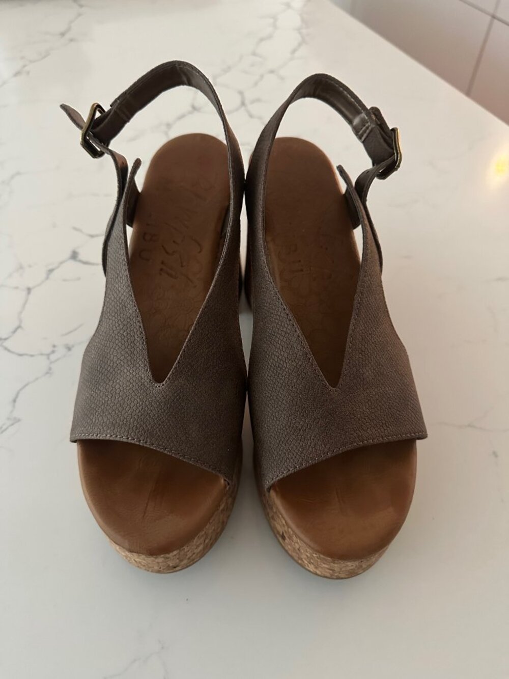🤎 NEW 70's Style BLOWFISH Malibu Partea Taupe Cork Platform 👡 Sandal SIZE 9 - Picture 2 of 8